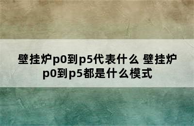 壁挂炉p0到p5代表什么 壁挂炉p0到p5都是什么模式